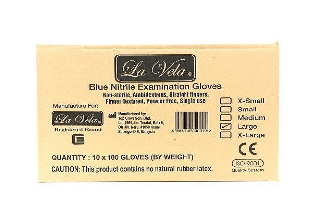 Blue Nitrile Examination Gloves (Large)